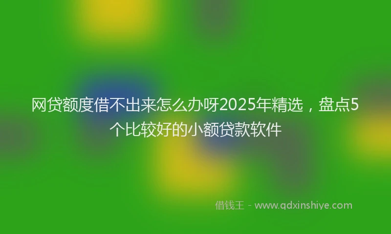 网贷额度借不出来怎么办呀2025年精选，盘点5个比较好的小额贷款软件