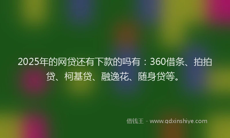 2025年的网贷还有下款的吗有：360借条、拍拍贷、柯基贷、融逸花、随身贷等。