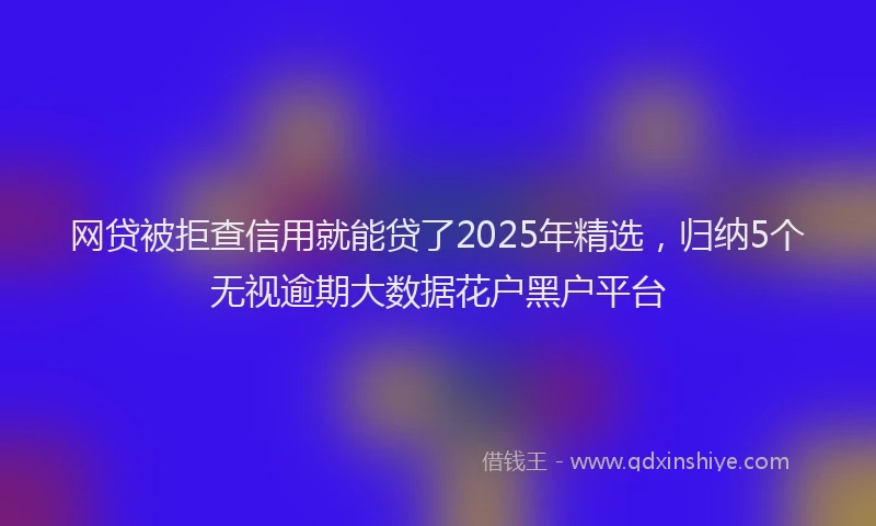 网贷被拒查信用就能贷了2025年精选，归纳5个无视逾期大数据花户黑户平台