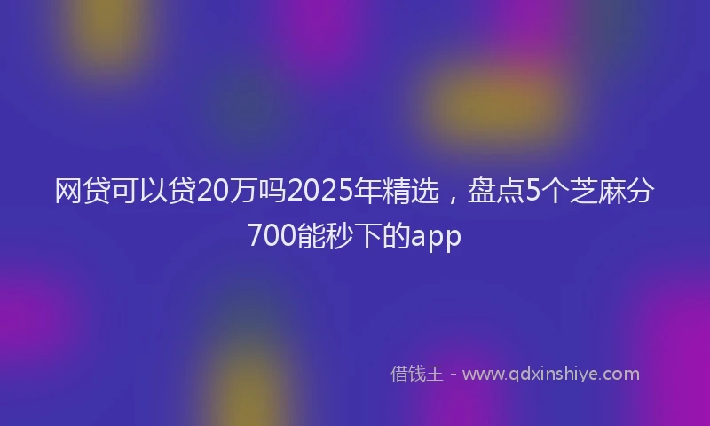 网贷可以贷20万吗2025年精选，盘点5个芝麻分700能秒下的app