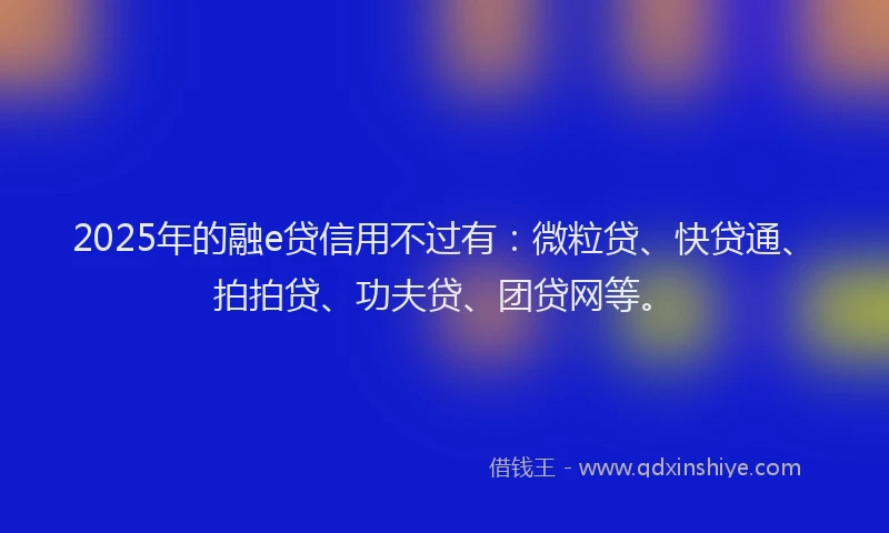 2025年的融e贷信用不过有：微粒贷、快贷通、拍拍贷、功夫贷、团贷网等。