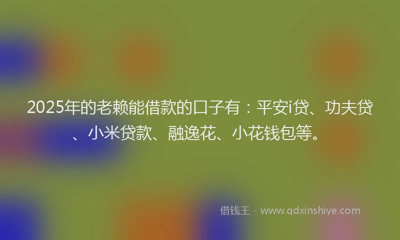 2025年的老赖能借款的口子有：平安i贷、功夫贷、小米贷款、融逸花、小花钱包等。