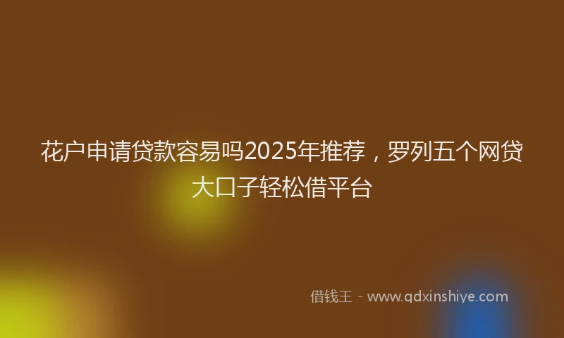 花户申请贷款容易吗2025年推荐，罗列五个网贷大口子轻松借平台