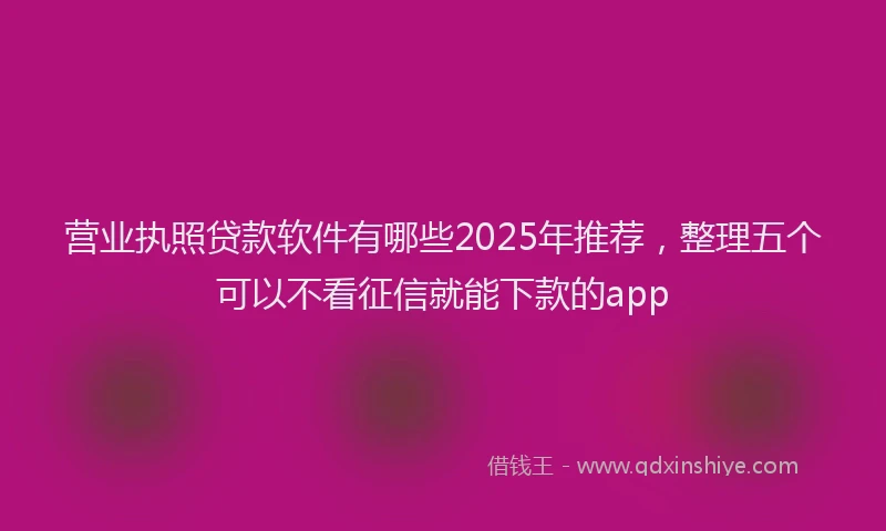 营业执照贷款软件有哪些2025年推荐，整理五个可以不看征信就能下款的app