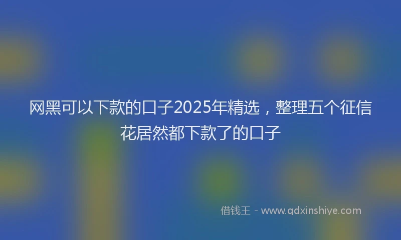 网黑可以下款的口子2025年精选，整理五个征信花居然都下款了的口子