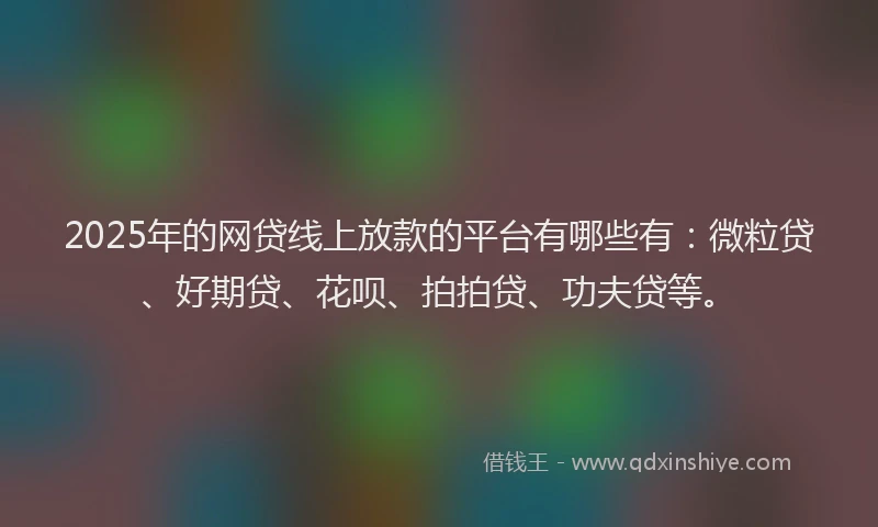 2025年的网贷线上放款的平台有哪些有：微粒贷、好期贷、花呗、拍拍贷、功夫贷等。