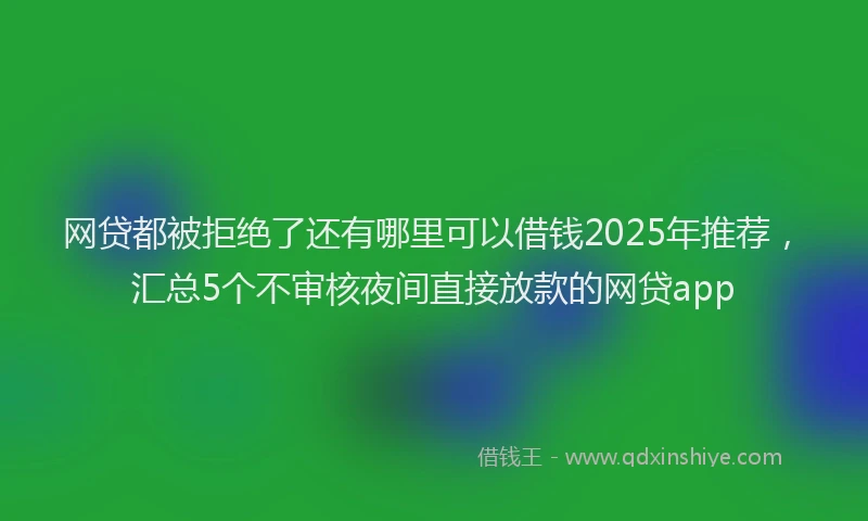 网贷都被拒绝了还有哪里可以借钱2025年推荐，汇总5个不审核夜间直接放款的网贷app