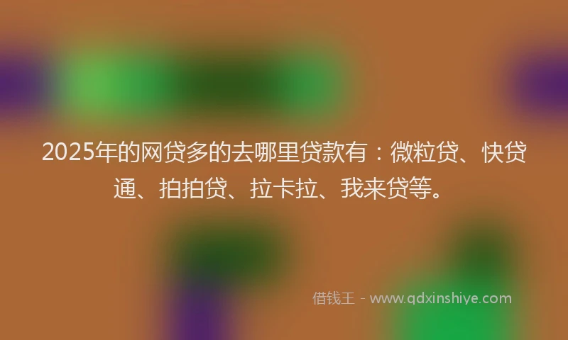 2025年的网贷多的去哪里贷款有：微粒贷、快贷通、拍拍贷、拉卡拉、我来贷等。