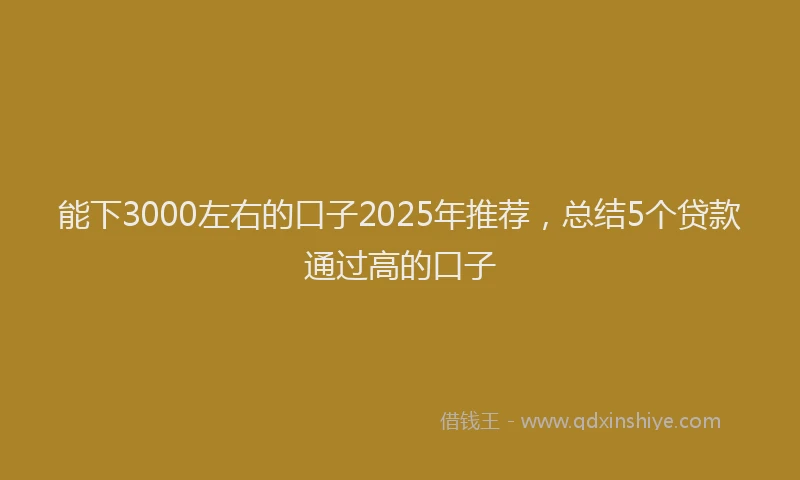 能下3000左右的口子2025年推荐，总结5个贷款通过高的口子