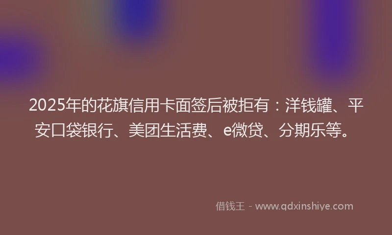 2025年的花旗信用卡面签后被拒有：洋钱罐、平安口袋银行、美团生活费、e微贷、分期乐等。