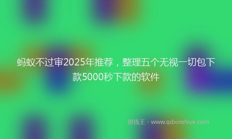 蚂蚁不过审2025年推荐，整理五个无视一切包下款5000秒下款的软件