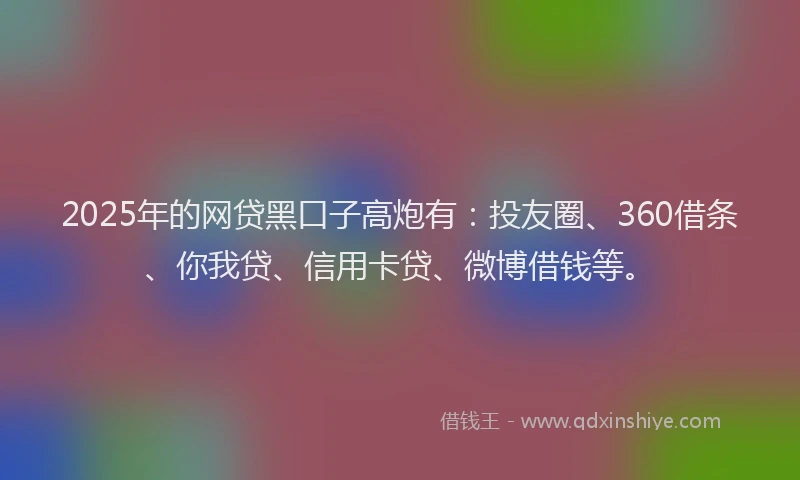 2025年的网贷黑口子高炮有：投友圈、360借条、你我贷、信用卡贷、微博借钱等。