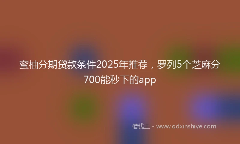 蜜柚分期贷款条件2025年推荐，罗列5个芝麻分700能秒下的app