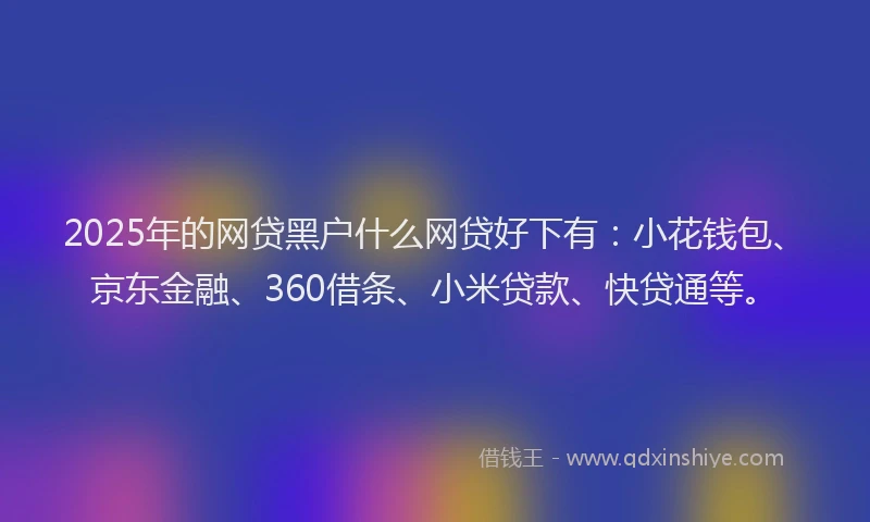 2025年的网贷黑户什么网贷好下有：小花钱包、京东金融、360借条、小米贷款、快贷通等。