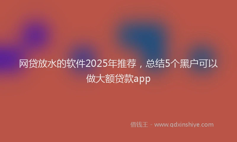 网贷放水的软件2025年推荐，总结5个黑户可以做大额贷款app
