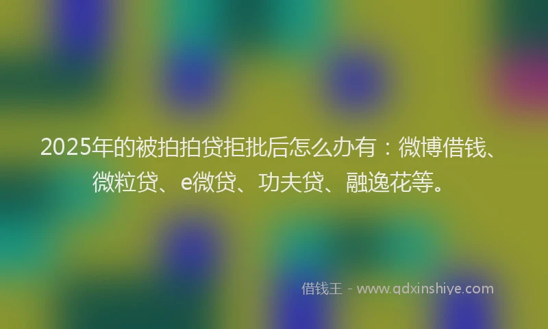 2025年的被拍拍贷拒批后怎么办有：微博借钱、微粒贷、e微贷、功夫贷、融逸花等。