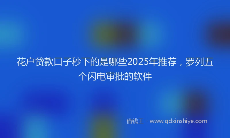 花户贷款口子秒下的是哪些2025年推荐，罗列五个闪电审批的软件