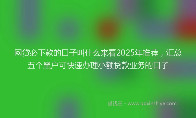网贷必下款的口子叫什么来着2025年推荐，汇总五个黑户可快速办理小额贷款业务的口子