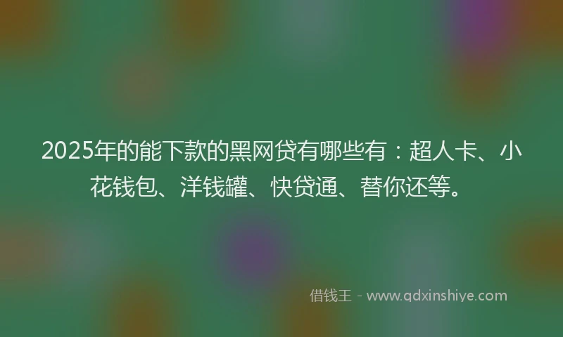 2025年的能下款的黑网贷有哪些有：超人卡、小花钱包、洋钱罐、快贷通、替你还等。