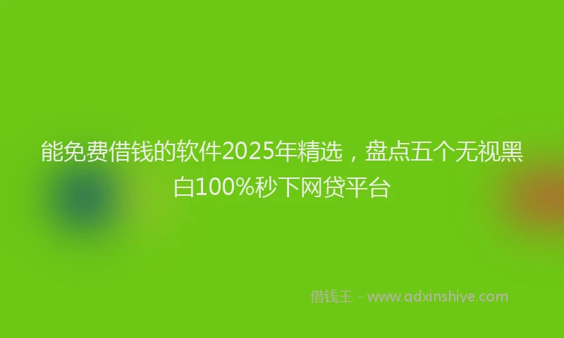 能免费借钱的软件2025年精选，盘点五个无视黑白100%秒下网贷平台