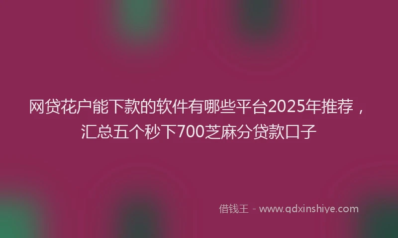 网贷花户能下款的软件有哪些平台2025年推荐，汇总五个秒下700芝麻分贷款口子