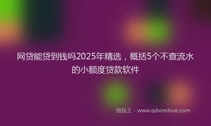 网贷能贷到钱吗2025年精选，概括5个不查流水的小额度贷款软件
