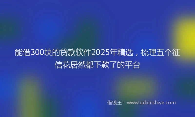 能借300块的贷款软件2025年精选，梳理五个征信花居然都下款了的平台