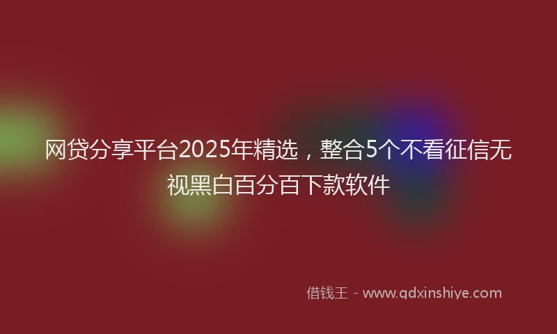 网贷分享平台2025年精选，整合5个不看征信无视黑白百分百下款软件