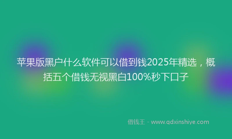 苹果版黑户什么软件可以借到钱2025年精选，概括五个借钱无视黑白100%秒下口子