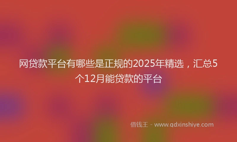 网贷款平台有哪些是正规的2025年精选，汇总5个12月能贷款的平台