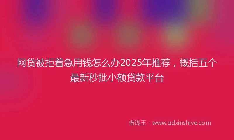 网贷被拒着急用钱怎么办2025年推荐，概括五个最新秒批小额贷款平台
