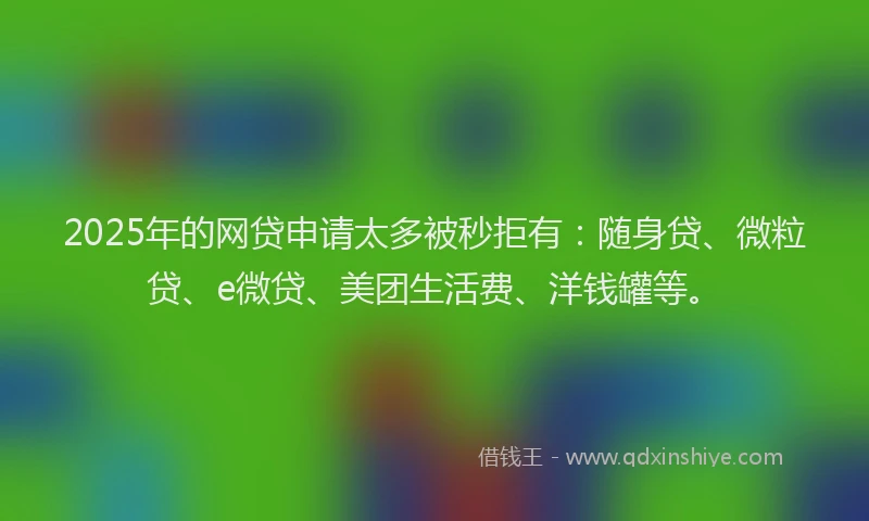 2025年的网贷申请太多被秒拒有：随身贷、微粒贷、e微贷、美团生活费、洋钱罐等。