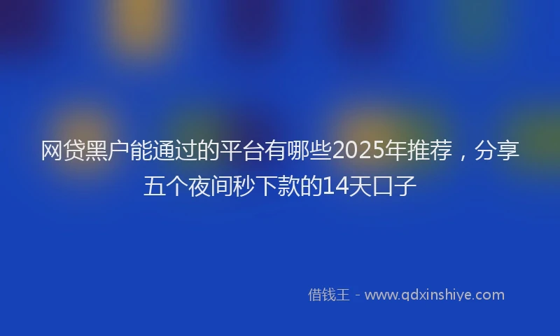 网贷黑户能通过的平台有哪些2025年推荐，分享五个夜间秒下款的14天口子