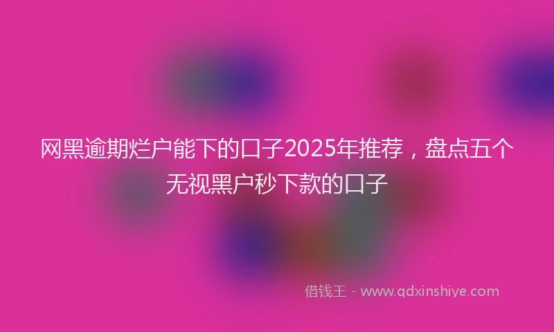 网黑逾期烂户能下的口子2025年推荐，盘点五个无视黑户秒下款的口子