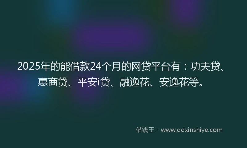 2025年的能借款24个月的网贷平台有：功夫贷、惠商贷、平安i贷、融逸花、安逸花等。
