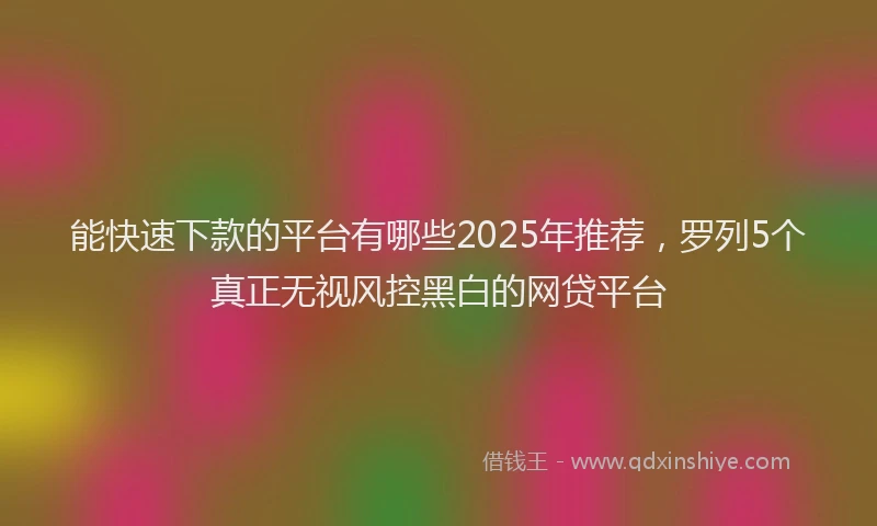 能快速下款的平台有哪些2025年推荐，罗列5个真正无视风控黑白的网贷平台