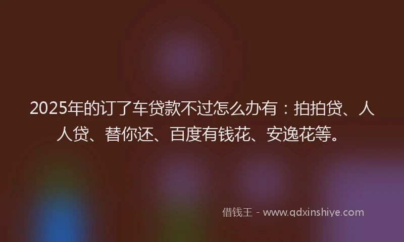 2025年的订了车贷款不过怎么办有：拍拍贷、人人贷、替你还、百度有钱花、安逸花等。