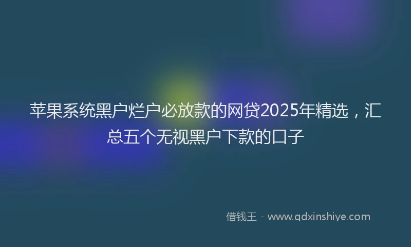 苹果系统黑户烂户必放款的网贷2025年精选，汇总五个无视黑户下款的口子