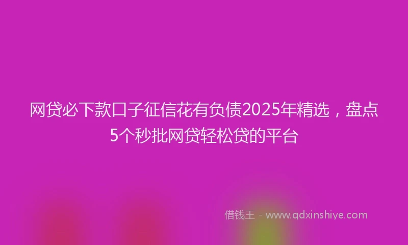网贷必下款口子征信花有负债2025年精选，盘点5个秒批网贷轻松贷的平台