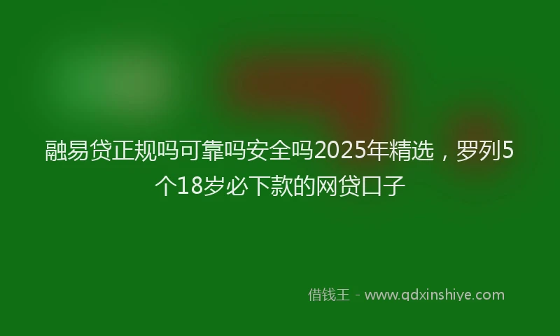 融易贷正规吗可靠吗安全吗2025年精选，罗列5个18岁必下款的网贷口子