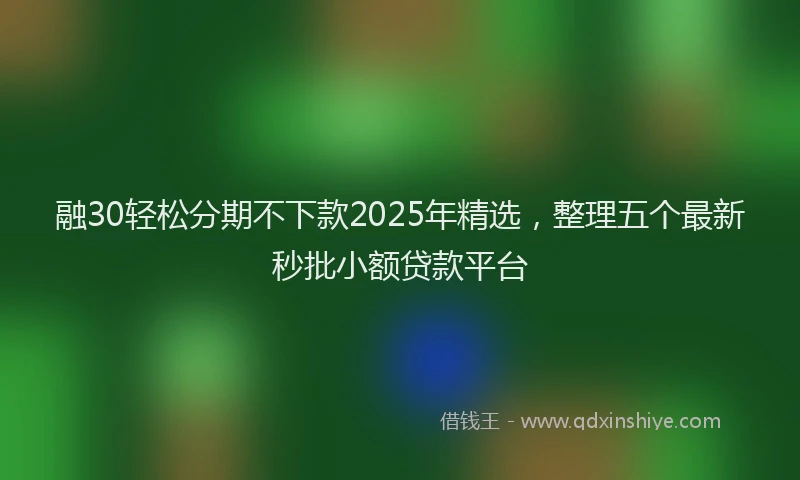 融30轻松分期不下款2025年精选，整理五个最新秒批小额贷款平台