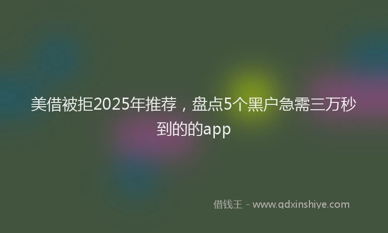 美借被拒2025年推荐，盘点5个黑户急需三万秒到的的app