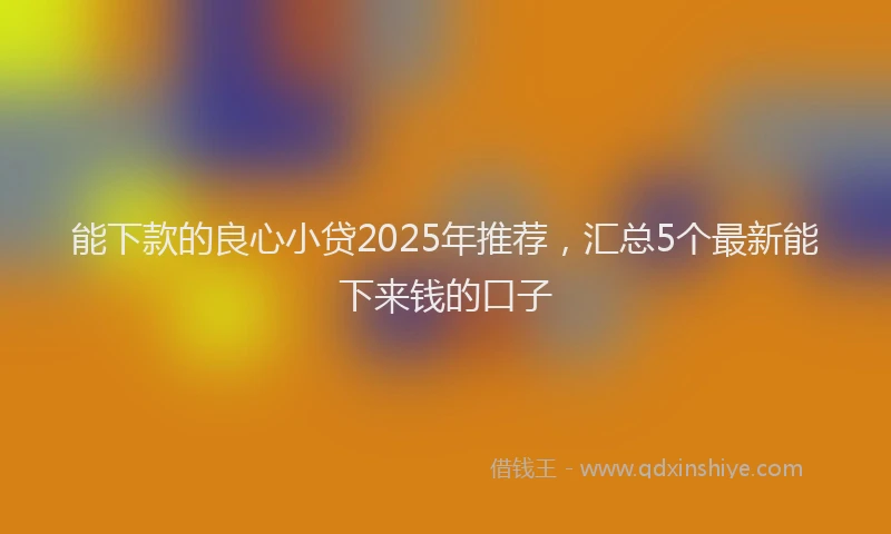 能下款的良心小贷2025年推荐，汇总5个最新能下来钱的口子