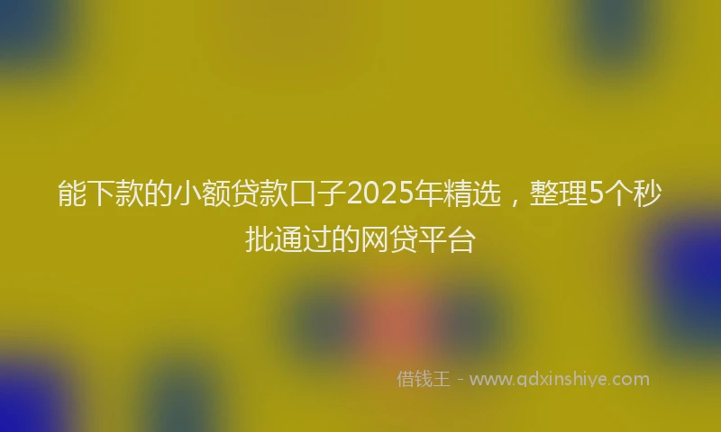 能下款的小额贷款口子2025年精选，整理5个秒批通过的网贷平台