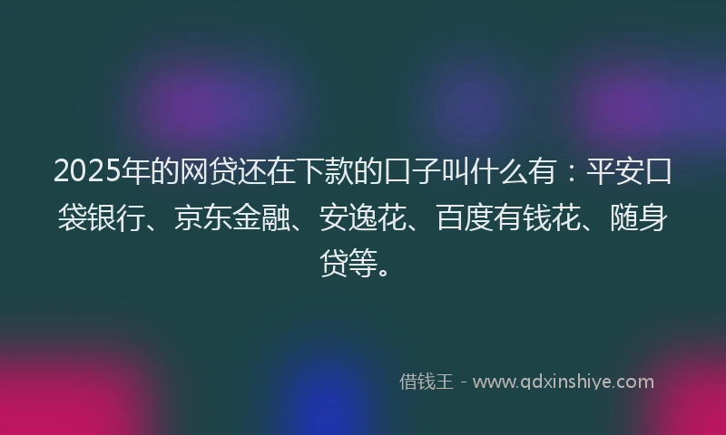 2025年的网贷还在下款的口子叫什么有：平安口袋银行、京东金融、安逸花、百度有钱花、随身贷等。