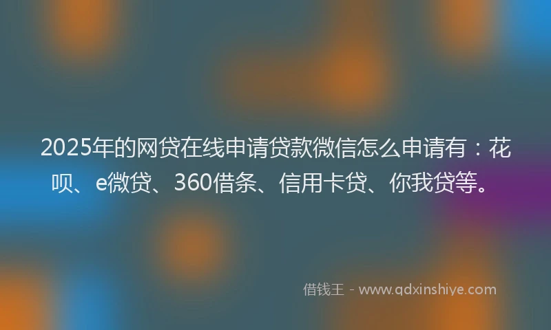 2025年的网贷在线申请贷款微信怎么申请有：花呗、e微贷、360借条、信用卡贷、你我贷等。
