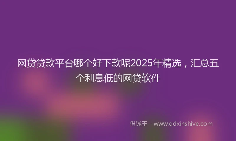 网贷贷款平台哪个好下款呢2025年精选，汇总五个利息低的网贷软件