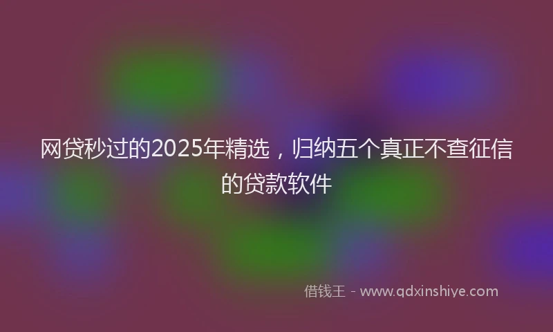 网贷秒过的2025年精选，归纳五个真正不查征信的贷款软件