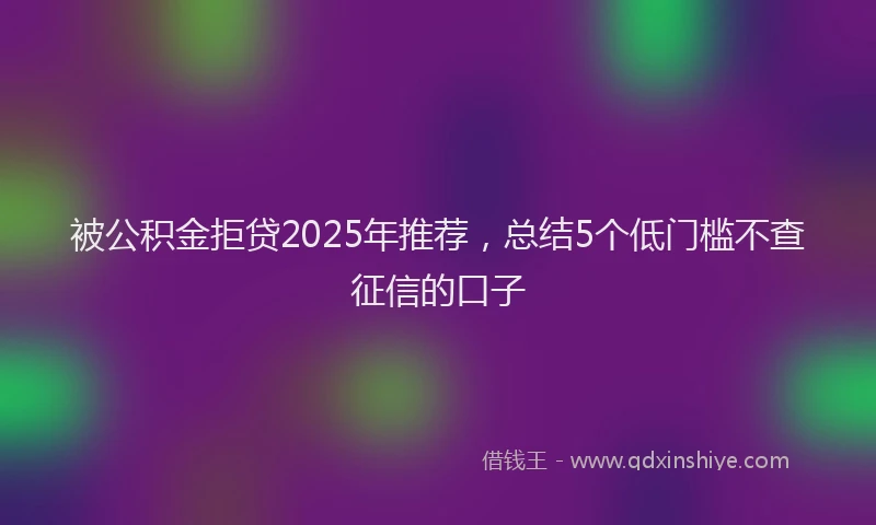 被公积金拒贷2025年推荐，总结5个低门槛不查征信的口子