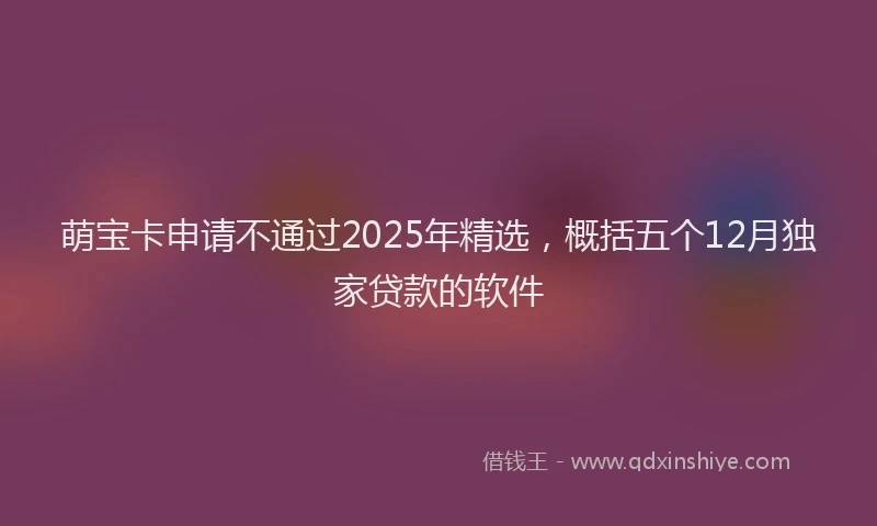 萌宝卡申请不通过2025年精选，概括五个12月独家贷款的软件